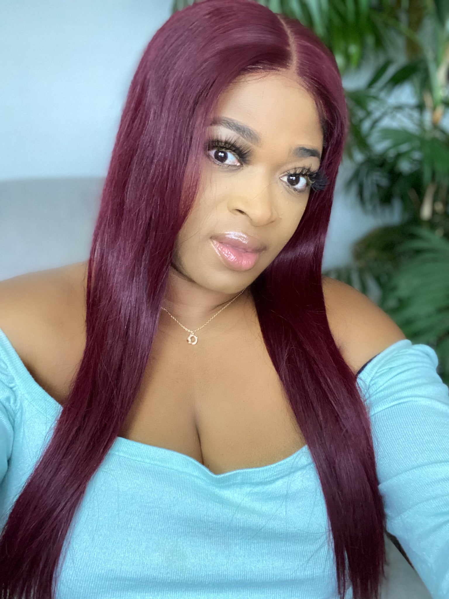 99j Indian Straight Wig - Burgundy